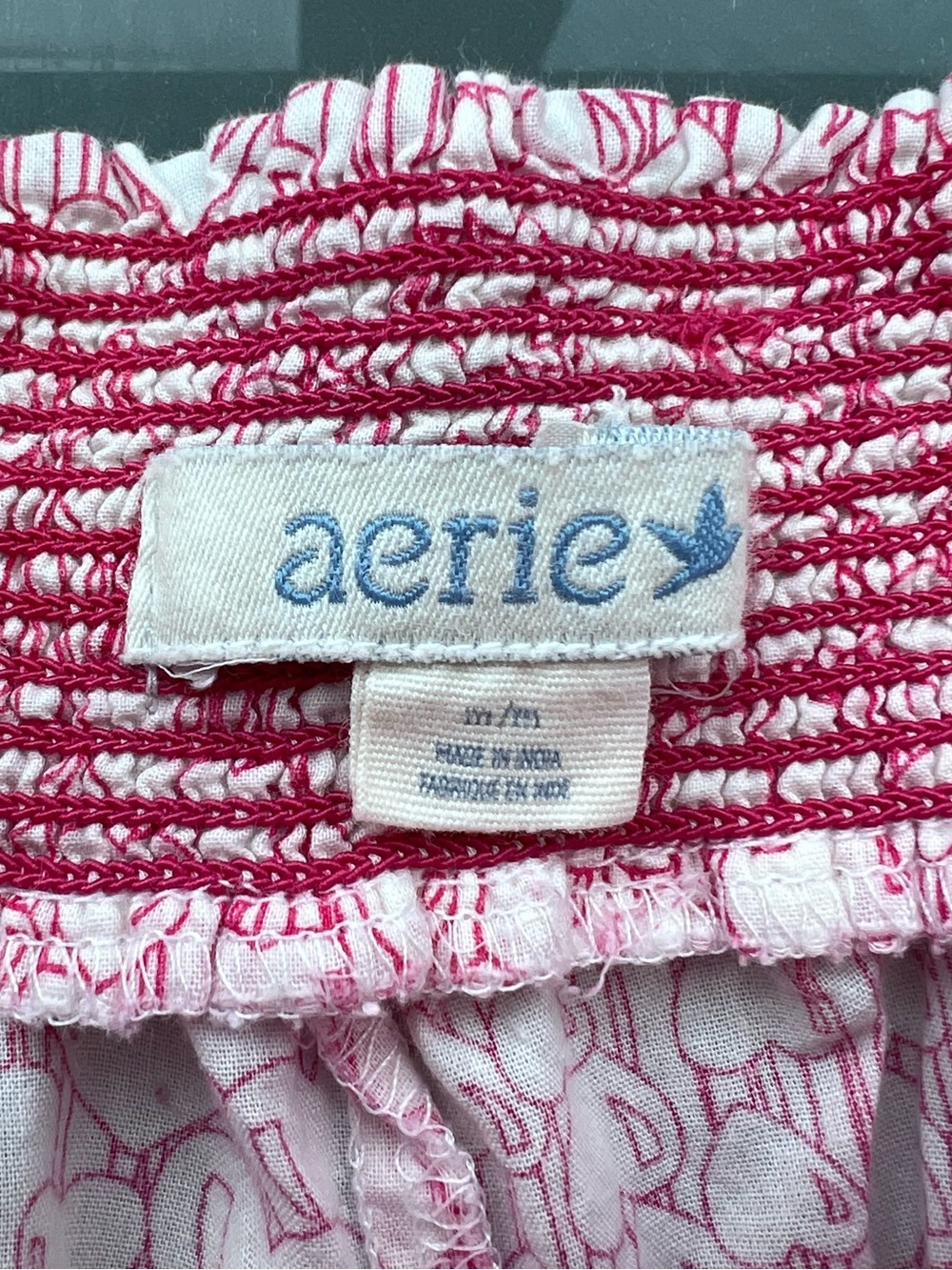 aerie Pink and White Smocked Waist Lounge Shorts - Picture 3 of 5